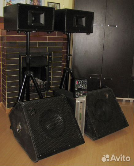 Колонки FA 1100W Рупоры Сабы Усилок Микшер Стойки