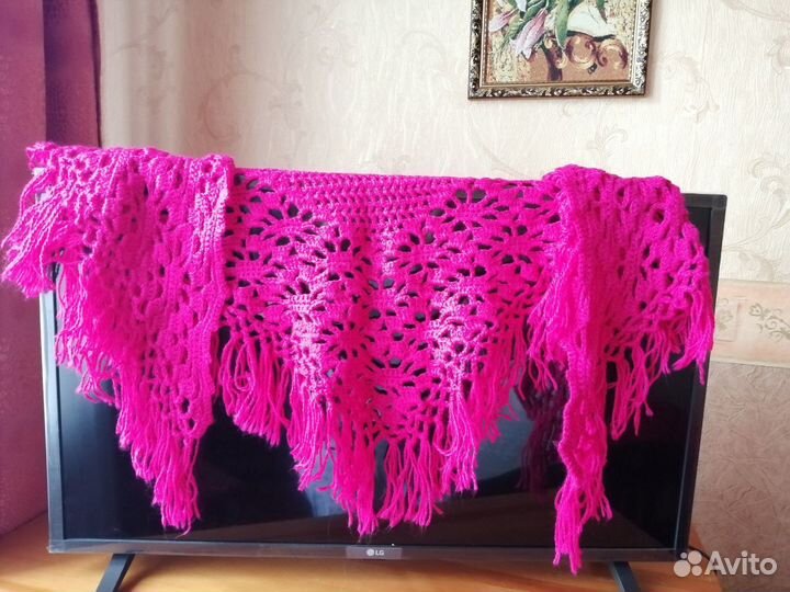 Шаль из ровницы ручная работа