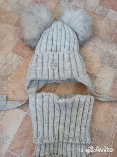 Шапка и снуд для девочки зимняя