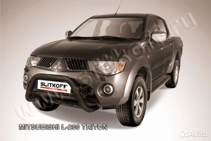 Кенгурятник d76 низкий черный Mitsubishi L-200 Tri