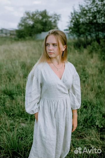 Льяное платье 44