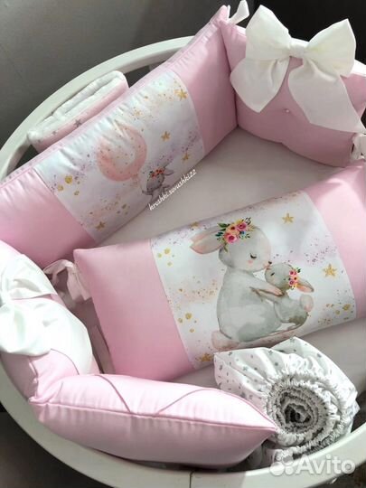 Бортики в кроватку для девочки