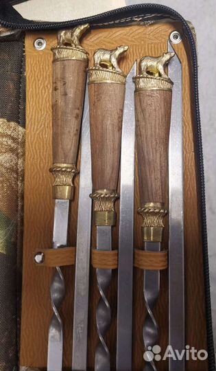 Набор шампуров и нож в кейсе камуфляж