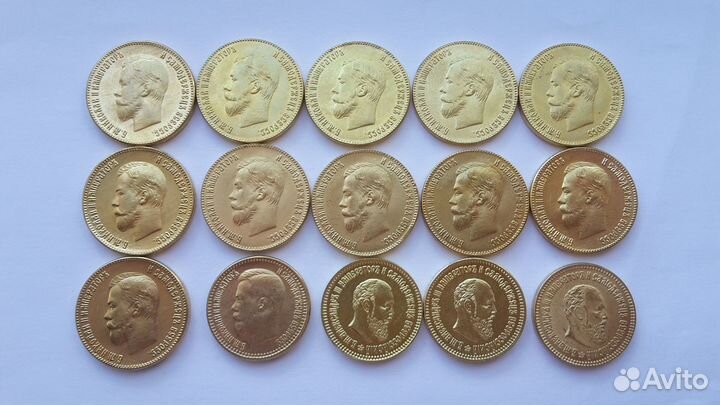 Монеты 5,10 Рублей Золото. Россия 1777-1910 г.г