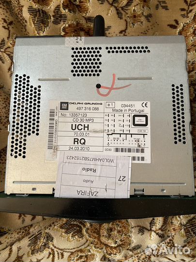 Штатная магнитола Opel astra h Zafira b Corsa