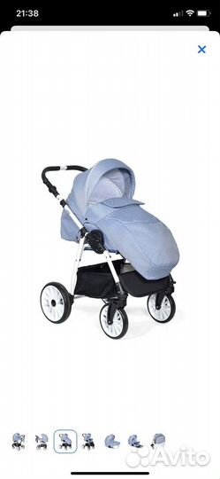 Коляска Indigo Alpina 2 в 1 Белая кожа