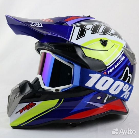 Мото Шлем FOX новый кроссовый мотошлем Синий фокс