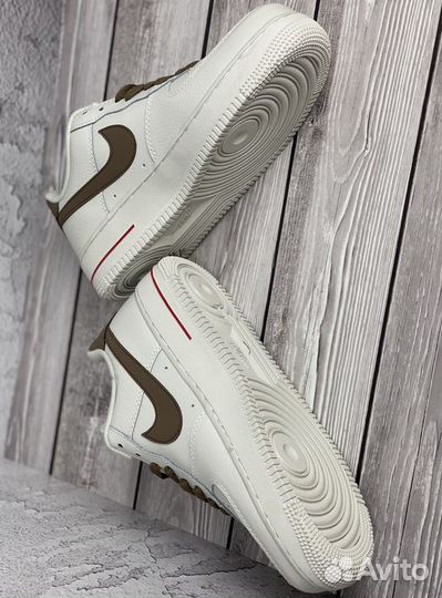 Кроссовки Nike Air Force 1'07 (Белые с корич)