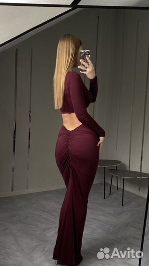 Юбка и лонг вечерний сет бургунди