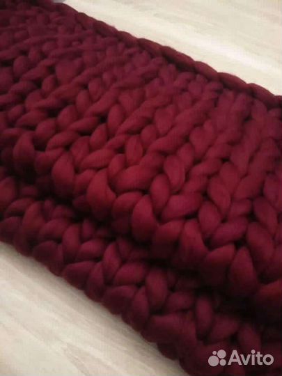 Плед крупной вязки из шерсти Мериноса