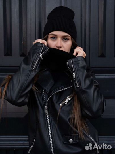 Шапка и снуд- шарф баф в подарок балаклава унисекс