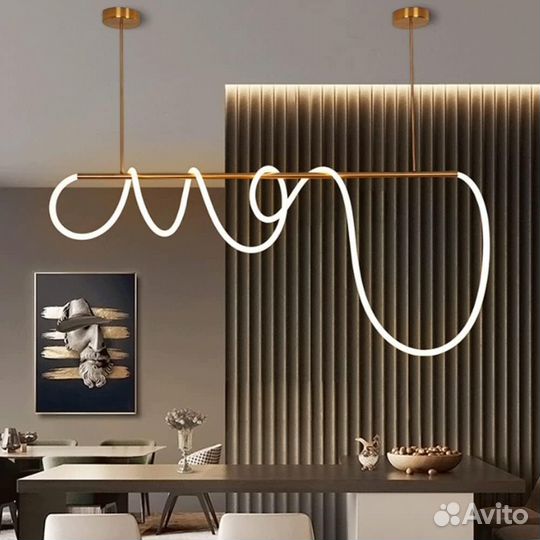 Люстра потолочная светодиодная дизайнерская золото