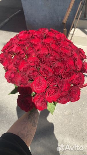 Цветы букеты 101 роза 40 см
