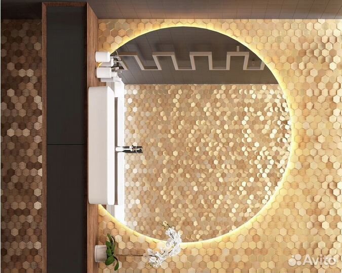 Зеркало с подсветкой в ванную полукруглое Camilla