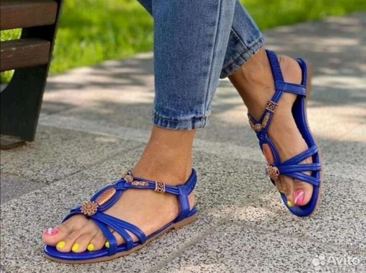Босоножки женские синие