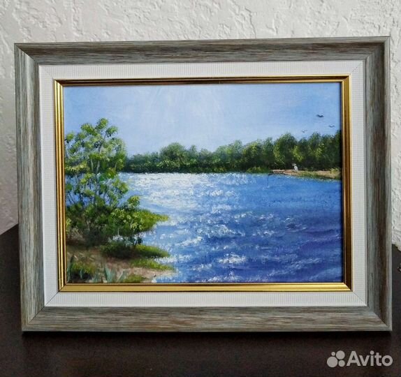 Картина маслом Река Летний пейзаж