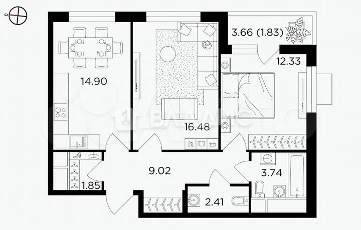 2-к. квартира, 62,6 м², 10/24 эт.