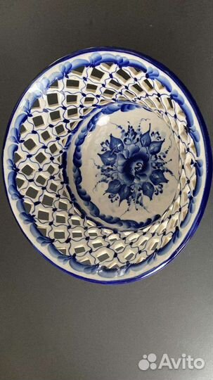 Ваза фруктовница Гжель авторская работа