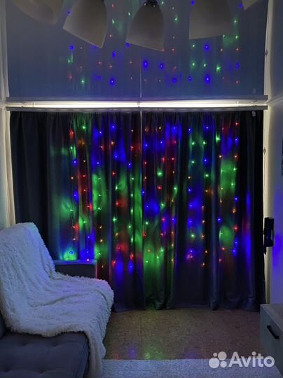 Гирлянда штора ; гирлянда 6м ; луна и звезда