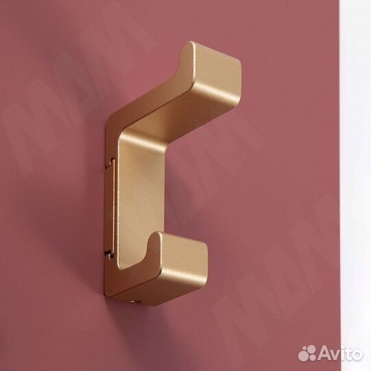 Крючок двухрожковый золото матовое