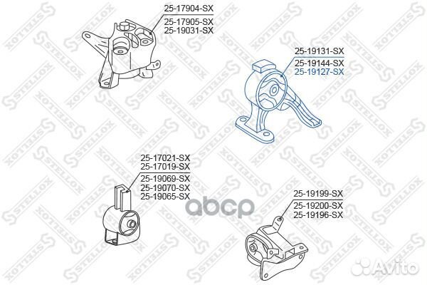 25-19127-SX опора двигателя задняяToyota Avens