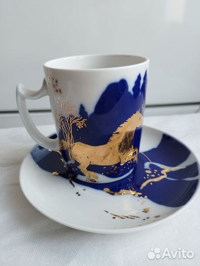 Бокал с блюдцем Зимняя дорога Фарфор ифз