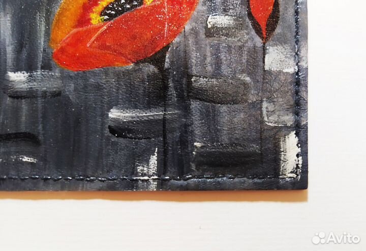 Обложка на паспорт. Роспись, кожа. Ручная работа