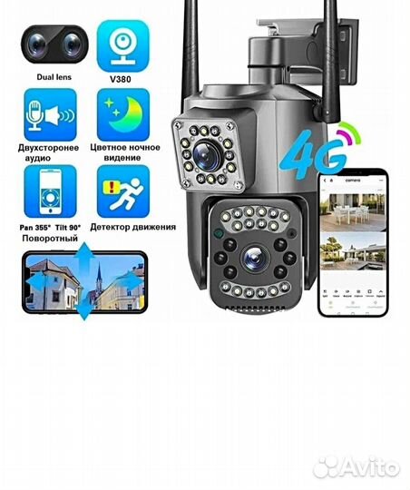 Камера видеонаблюдения 4G с двойным объективом