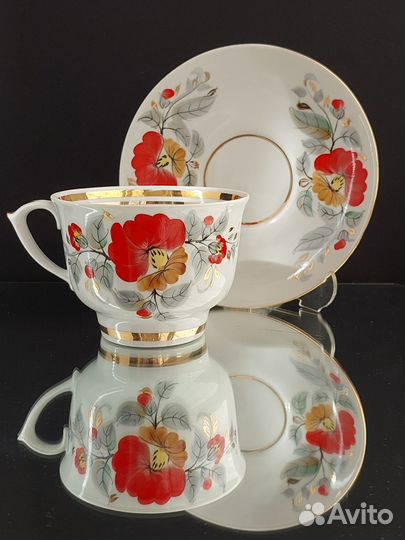 Чайная пара- гигант, фарфор, Светловодский фз