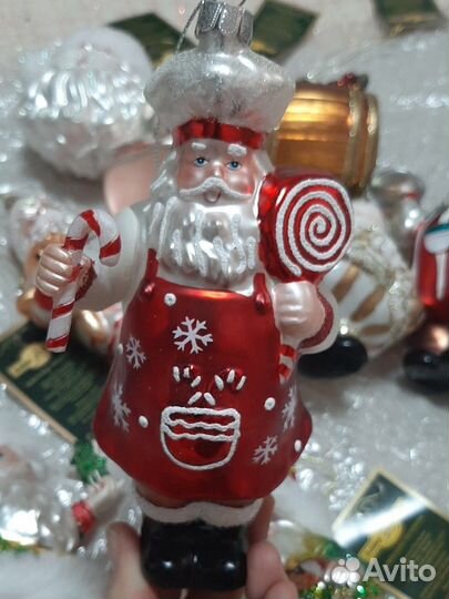 Дед морозы ёлочная игрушка стекло новая