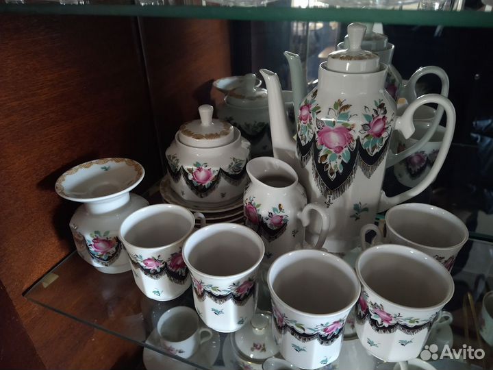 Сервиз кофейный лфз Русский платок форма кристалл