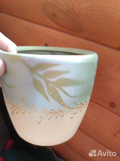 Горшки салатно-золотистые