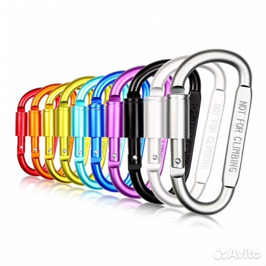 Карабин D-Тип 8см со стопором (металл) (микс) (Кра