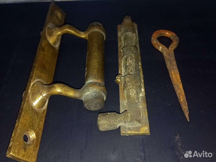 Лот Латунные ручка и защелка на дверь