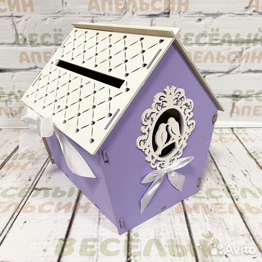 Сундук для денег на свадьбу Домик с птицами