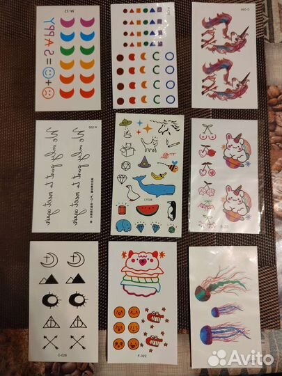 Временные тату наклейки переводилки. Новые