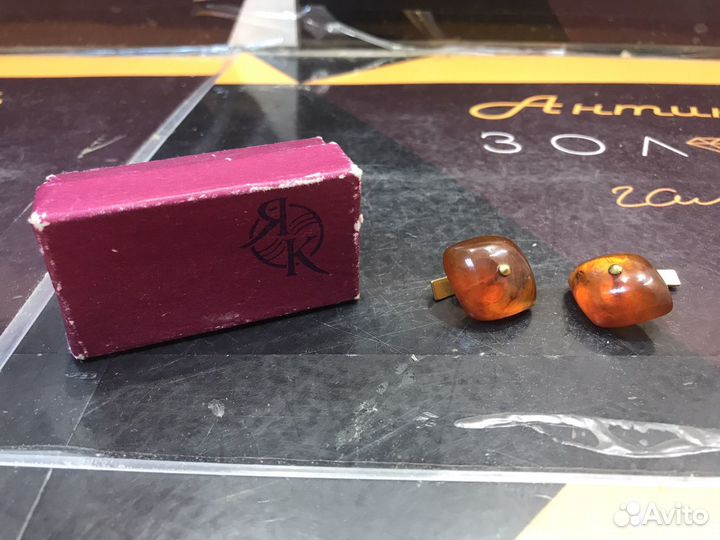 Запонки янтарь СССР