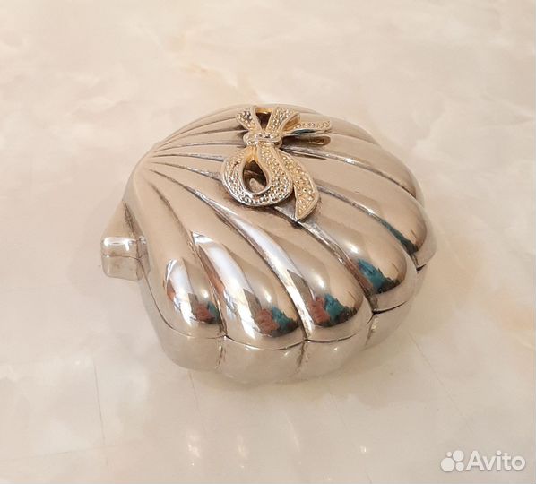 Шкатулка для украшений ракушка, мельхиор