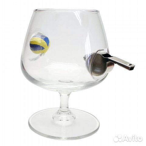 Бокал Снифтер с волейбольным мячом и судейским сви