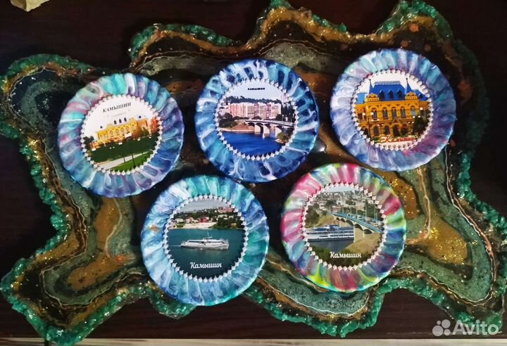 Тарелка (стекло, декупаж, ручная роспись)