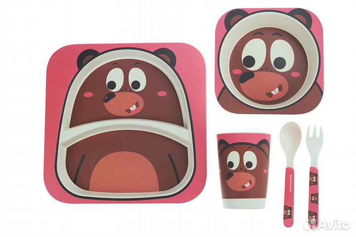 Набор детской посуды. 5 предметов. Медведь Новая
