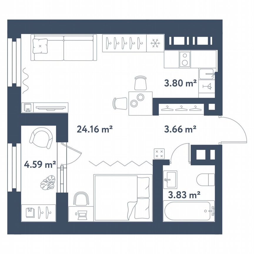 Квартира-студия, 37,8 м², 4/11 эт.