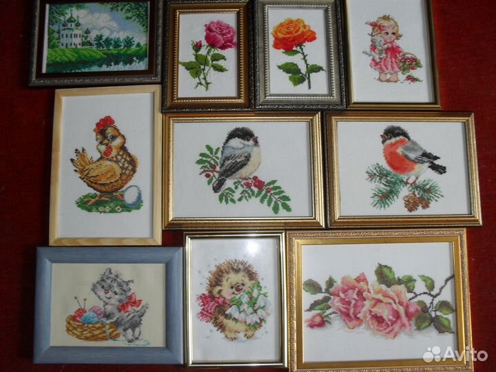 Картина вышитая крестиком много