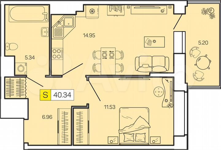1-к. квартира, 40,3 м², 16/16 эт.