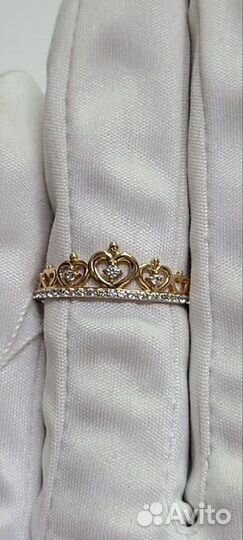 Золотое кольцо с фианитом 17,5р