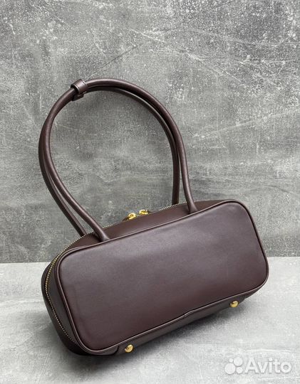 Сумка с ручками натуральная кожа MIU MIU шоколад