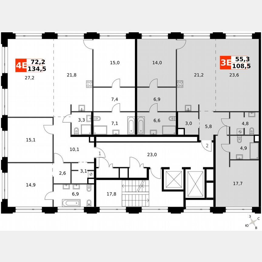 3-к. квартира, 112,6 м², 3/8 эт.