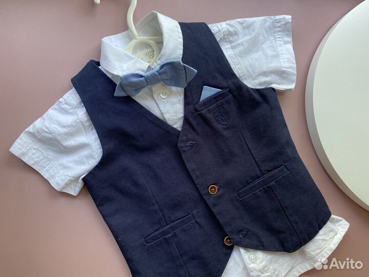 Комплект рубашка жилет и бабочка на 1 годик
