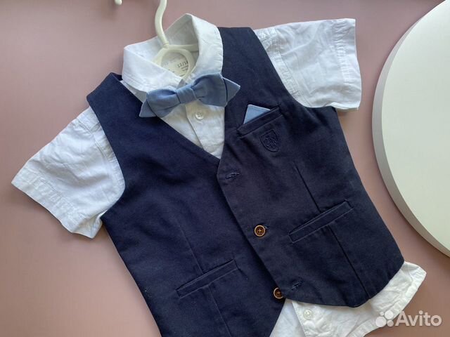 Комплект рубашка жилет и бабочка на 1 годик