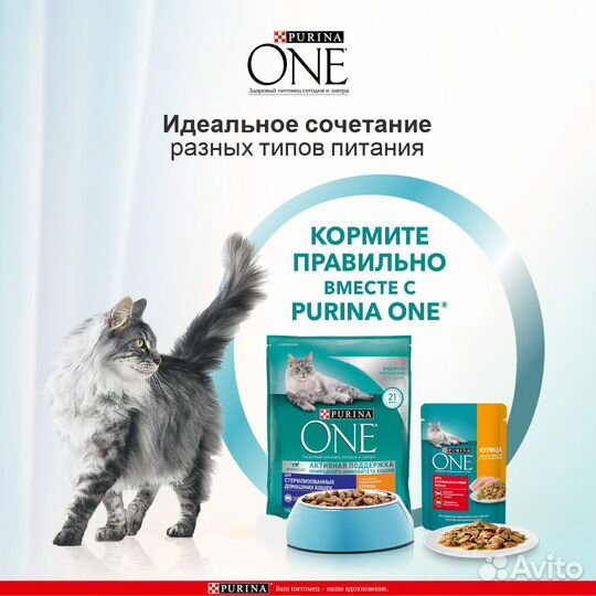 Корм purina ONE для стерилизованных кошек и кастри